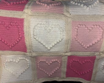 Raised Hearts Blanket - Custom Made in Various Sizes