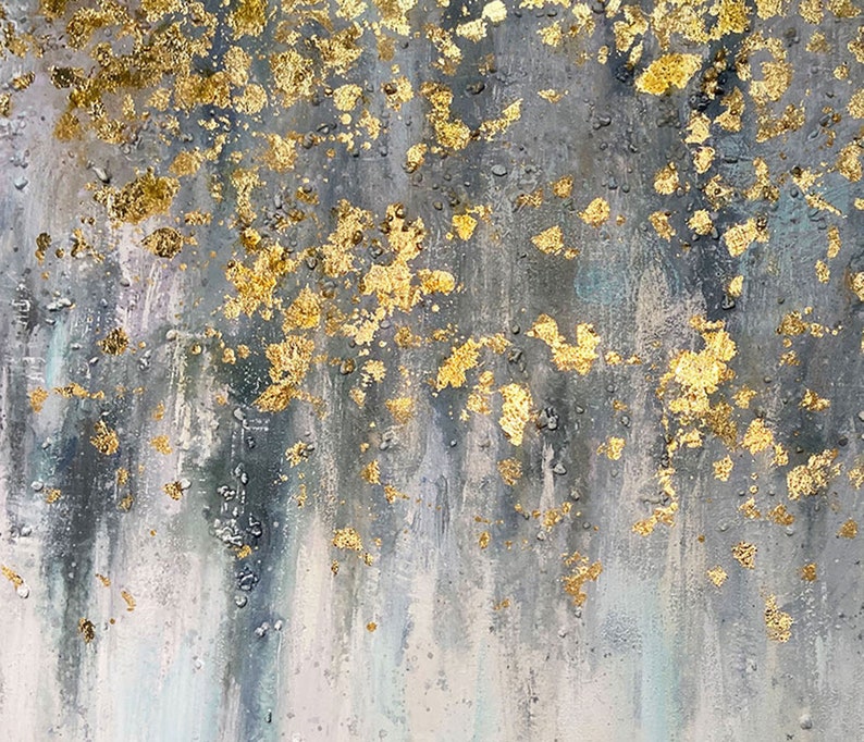 Abstract Gold Foil Oil Painting on Canvas,large Wall Art,original