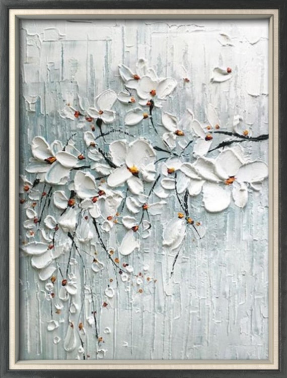 Dropship Hand Painted Oil Painting Canvas White Flower Texture Art  Blossoming Home Wall Decor Art Landscape Wall Art Living Room Decor Fine  Art Oil Painting to Sell Online at a Lower Price