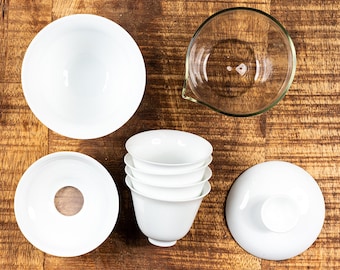 Juego de té Gaiwan: Gai Wan de cerámica, frasco de vidrio, estuche de viaje