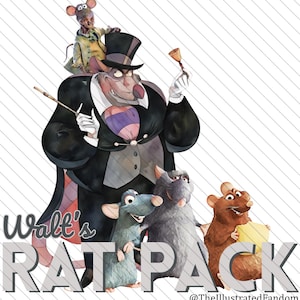 Walt’s Rat Pack PNG – Watercolor Rat Graphic for DIY Shirts, Crafts & Gifts