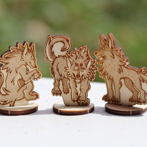 Wolves (Set of 6) | Dungeons and Dragons | DnD | Pathfinder | TTRPG | 2D | mini | laser cut | Monster | Animal | Tabletop |