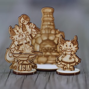 PNJ de herrero y aprendiz / Dragonborn / Juego de mesa / Dungeons and Dragons / DnD / Pathfinder / TTRPG / 2D / minijuego / / habitantes del pueblo / Anvil
