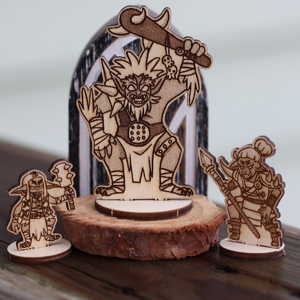 Goblinoids (Set of 14)  | Dungeons and Dragons | DnD | Pathfinder | TTRPG | 2D | mini | Bugbear | Goblin | Hobgoblin | RPG | lasercut