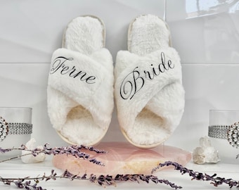 Personalised Luxury Fluffy Slippers| bridal party gift| Mother’s Day gift|