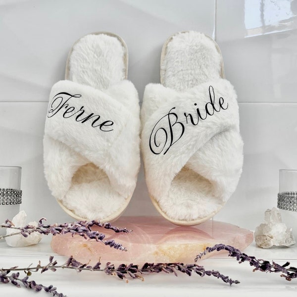 Personalised Luxury Fluffy Slippers| bridal party gift| Mother’s Day gift| spa day| sleepover| wedding favour