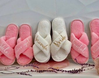 Personalised Luxury Fluffy Slippers| bridal party gift| Mother’s Day gift| spa day| sleepover| wedding favour