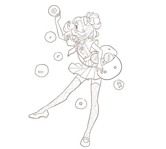 Coloring Page Printable Anime Style Anime Girl Autumn Girl - Etsy