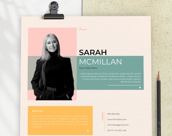 Minimalist Google Docs Resume Template With Photo, Colorful Professional Elegant Resume Template, Elegant and Simple Resume Template 2023