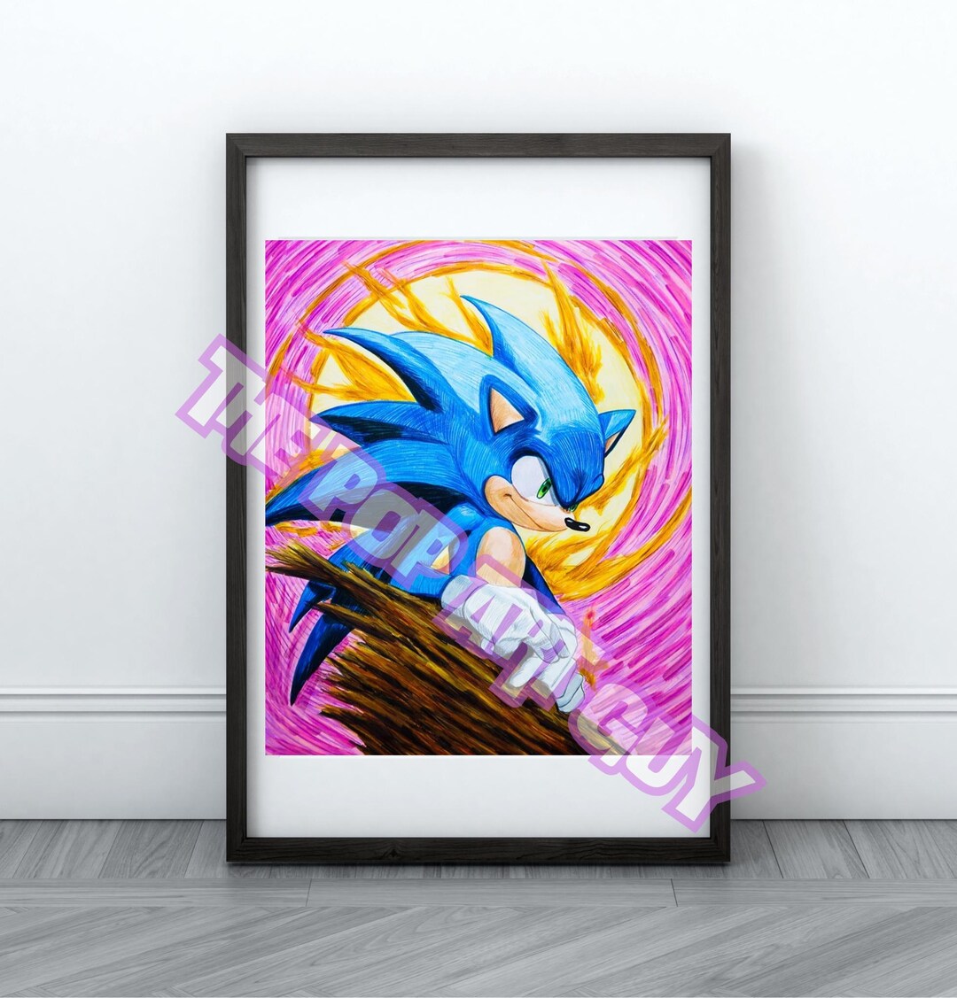 Sonic the Hedghog Art Print, Sonic Wall Art, Kids Room Decor, Sonic Art ...