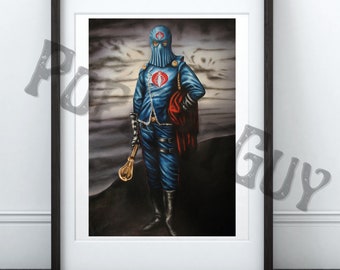 Cobra Commander, GI Joe Art Print, 80s Cartoon Artwork, Blue boy, cobra art