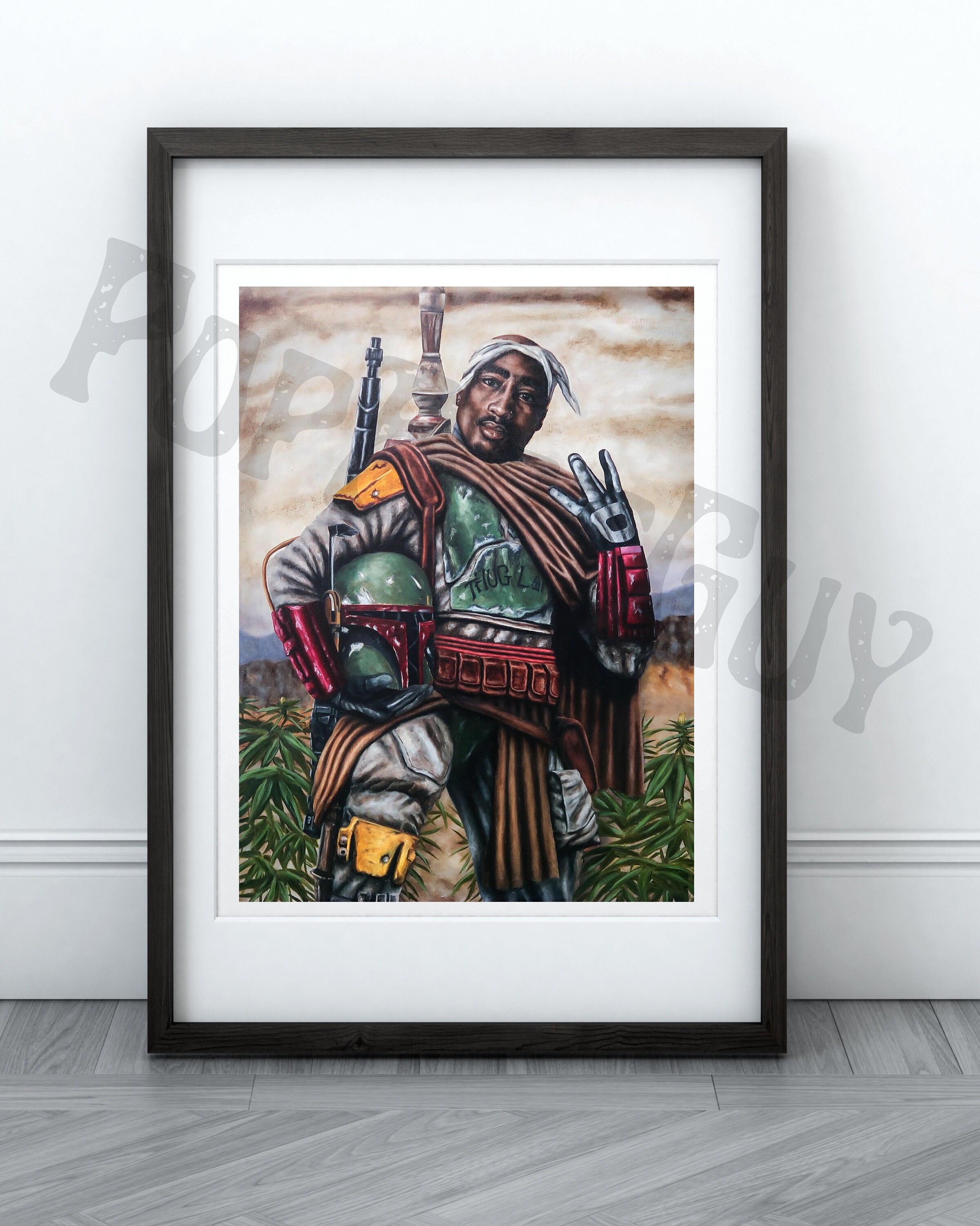 Tupac, 2pac, Boba Fett Art Print, Star Wars Art