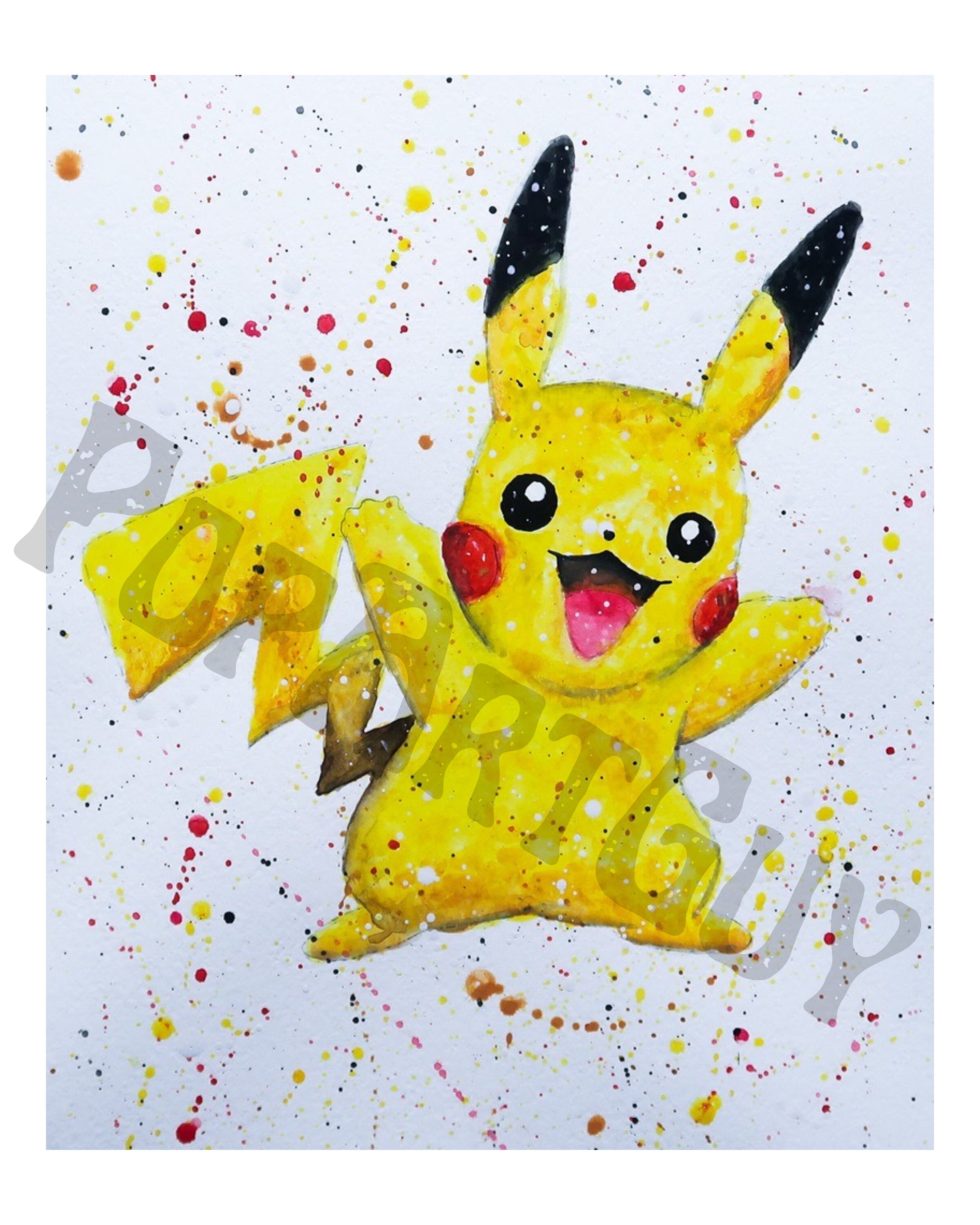 Pikachu Art Print , Pokémon Fan Art - Etsy