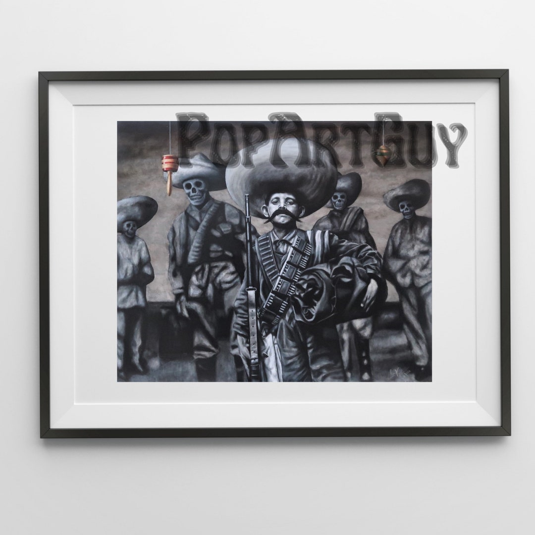 Emiliano Zapata Original Artwork, Wall Decor Art Print, Zapata, Day of the Dead, Dia De Los