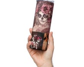 Vintage Sugar Skull Stainless steel tumbler 20 OZ Tumbler with Sugar Skull Collage Pink and Red Sugar Skull Cup