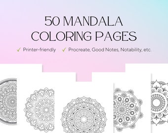 50 pagine da colorare Mandala - Pagine da colorare per adulti - Allevia lo stress