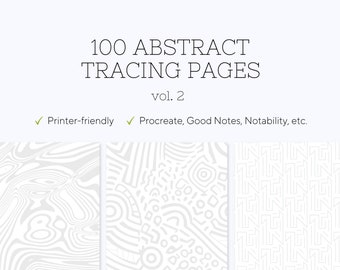100 Abstract/Geometry/Line Tracing Pages/Coloring Pages Vol. 2 - Adult Coloring/Tracing Pages - Stress Relieve - Art therapy