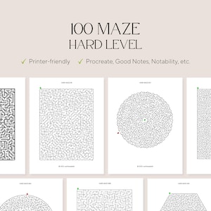 100 Maze Hard Level - Adult/Kids Worksheet Activity Pages - Brain Teaser - Family Puzzle Playtime