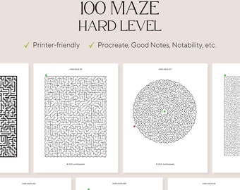 100 Maze Hard Level - Adult/Kids Worksheet Activity Pages - Brain Teaser - Family Puzzle Playtime