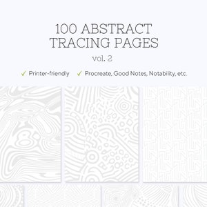 100 Abstract/Geometry/Line Tracing Pages/Coloring Pages Vol. 2 - Adult Coloring/Tracing Pages - Stress Relieve - Art therapy