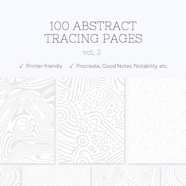 100 Abstract/Geometry/Line Tracing Pages/Coloring Pages Vol. 2 - Adult Coloring/Tracing Pages - Stress Relieve - Art therapy