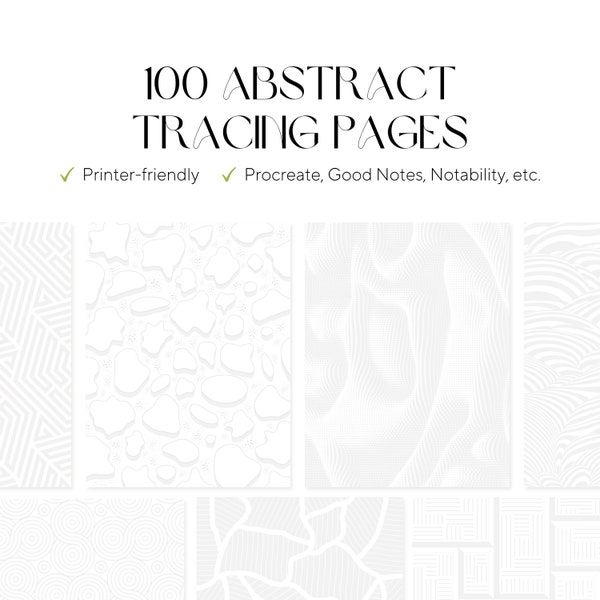 100 Abstract/Geometry/Line Tracing Pages - Adult Coloring/Tracing Pages - Stress Relieve - Art therapy