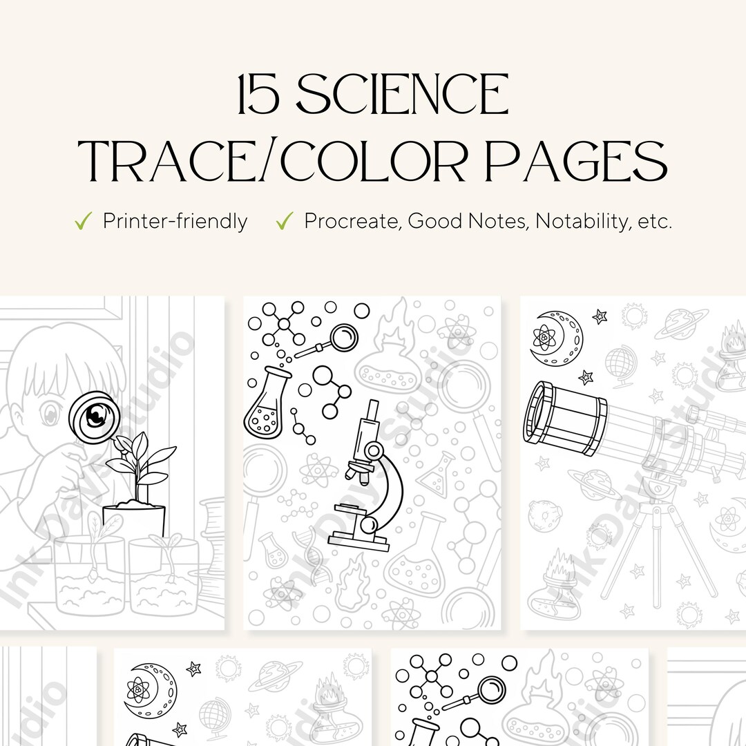 15 Science Trace/coloring Pages - Adult Coloring/tracing Pages - Stress ...