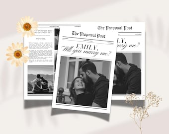 Wedding Proposal Newspaper (Canva Template) – Printable Invitation, Keepsake, Customizable