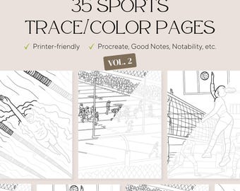 35 Sports Vol 2 Trace & Color Pages – Stress Relief (PDF)