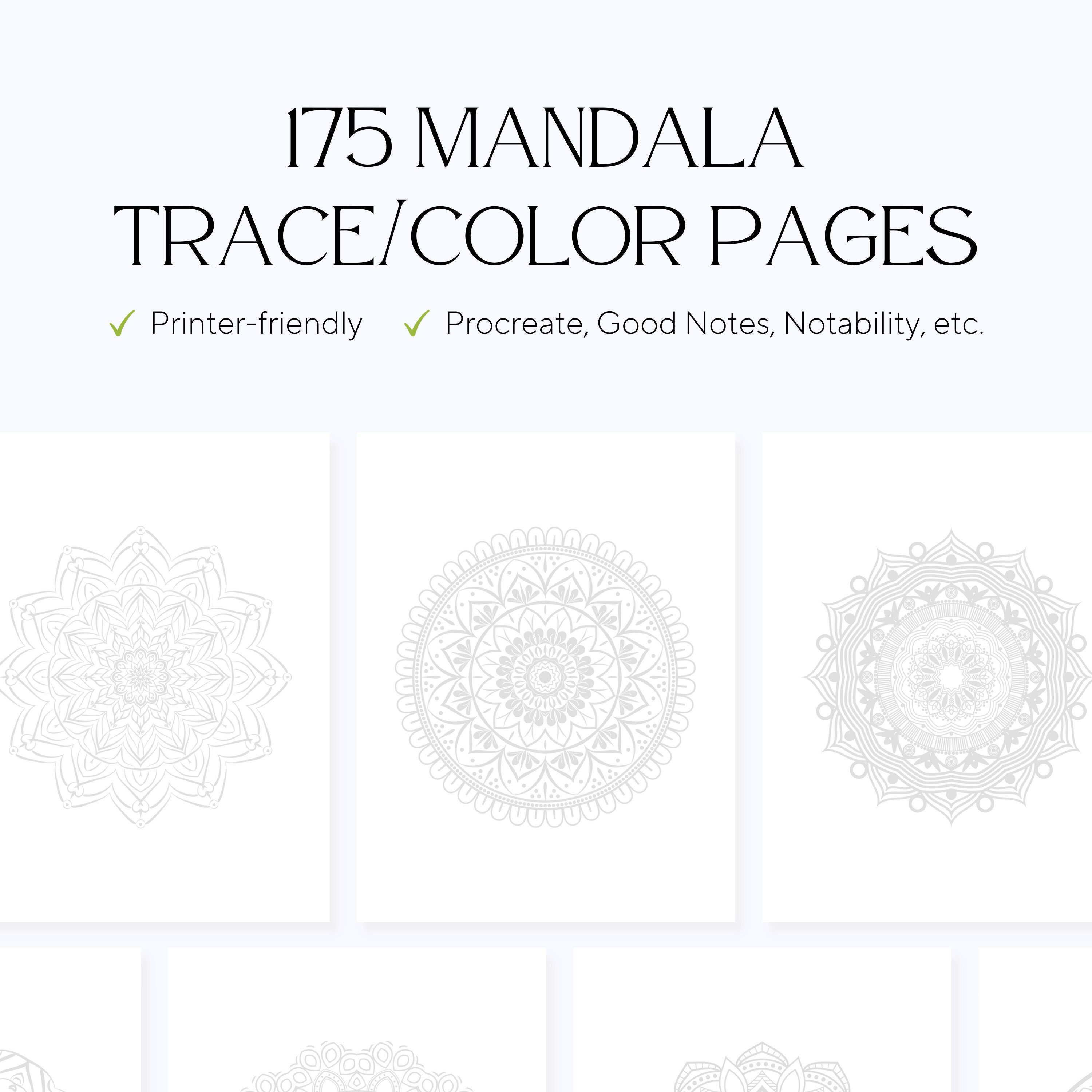 175 Mandala Trace / Coloring Pages - Adult Coloring / Tracing Pages - Stress Relieve