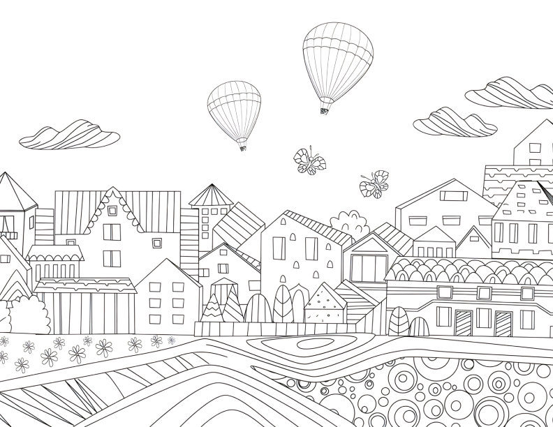 125 Landscape Coloring Pages Adult Coloring Pages Stress Relieve Art