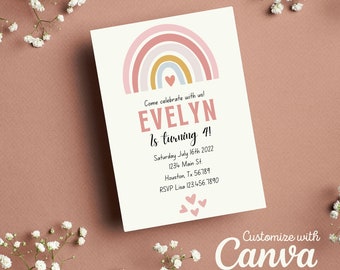 Boho Rainbow Birthday Invitation | Rainbow Birthday | Boho Rainbow | Rainbow Invitation | Birthday Invitation | Instant Download | Rainbow