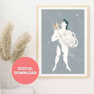 Aquarius, Aquarius Poster Aquarius Horoscope Aquarius Neutral Zodiac Art Instant Download Aquarius Zodiac Art Zodiac Gift For Aquarius