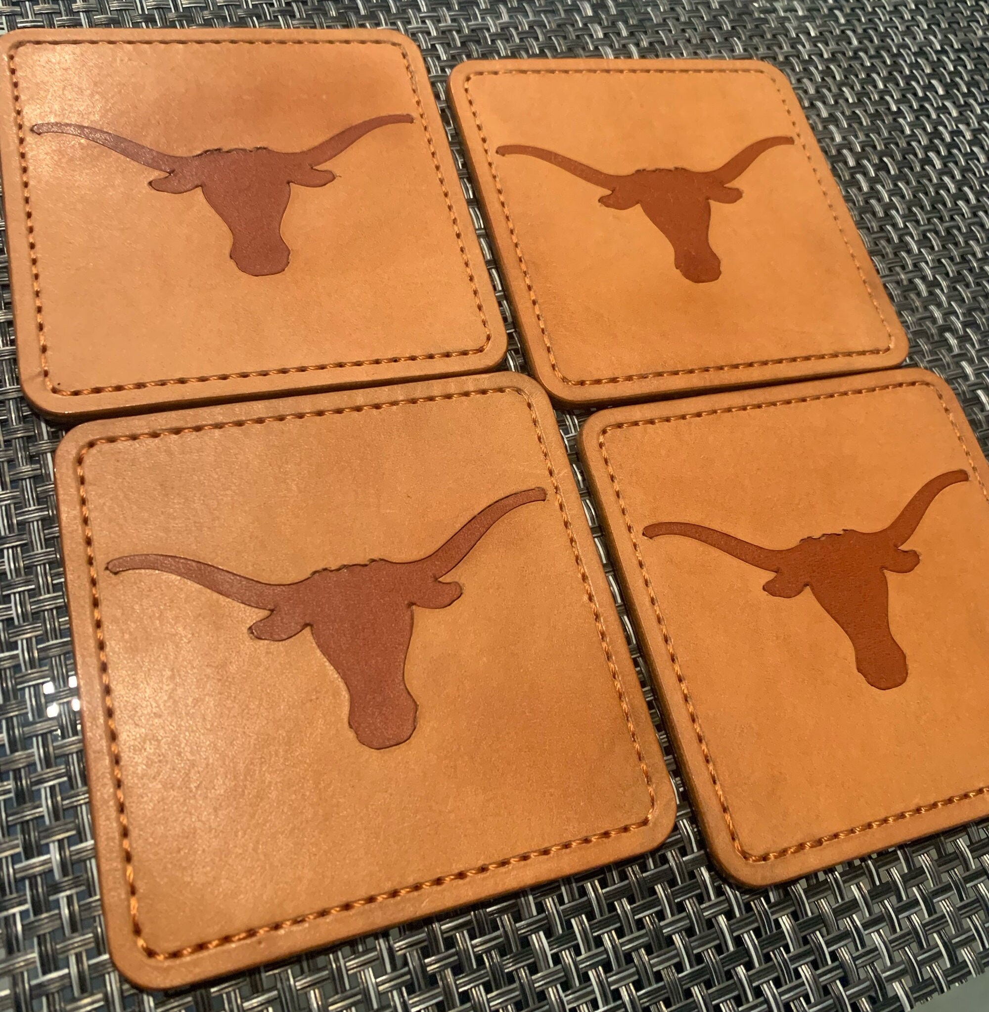 Cowhide Texas Coasters