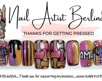 Airbrushed and Handpainted Press-on Nails