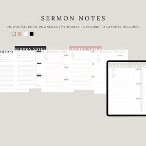Sermon Notes, Notes, Sermon Summary Notes, Digital Sermon Notes, Printable Sermon Notes