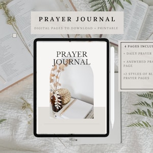 Diario de oración, Diario de fe, Plantilla digital para Goodnotes en iPad, Carta imprimible PDF