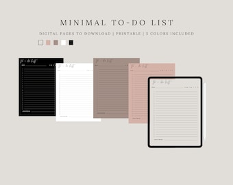 Minimal To Do List Digital Planner for Ipad Goodnotes Notability, Check List Template PDF