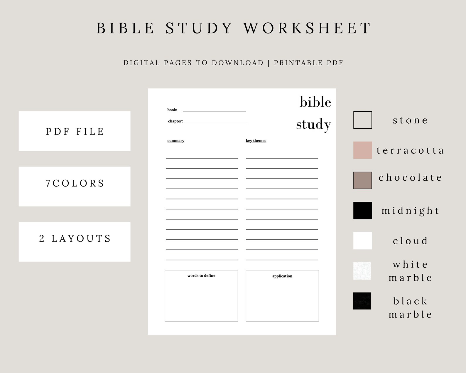 Bible Study Worksheet, Chapter Summary, Sedona Theme (PDF File) - Etsy