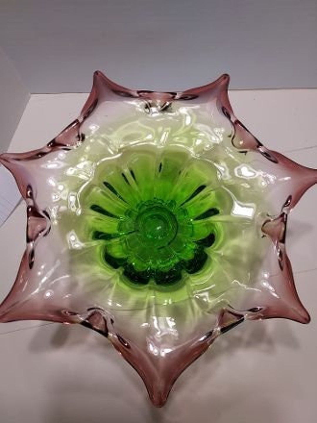 Vintage Decorative Glass Art Bowl Etsy