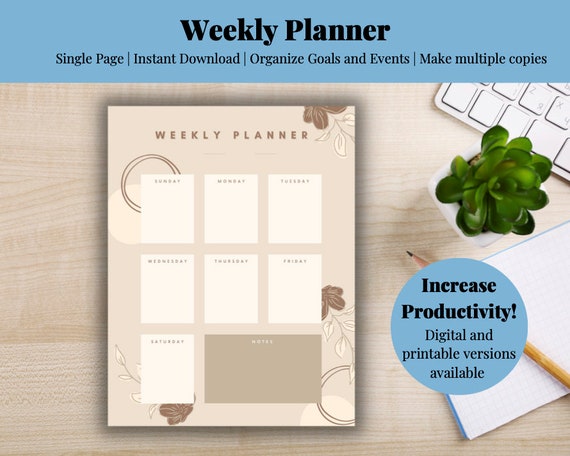 Weekly Planner Printable Daily Planner Instant Download - Etsy