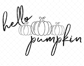 Hello Kürbis Herbst PNG, Herbst Sublimation Design für T-Shirts, Hello Fall Digitale Clipart, Kürbis Clipart
