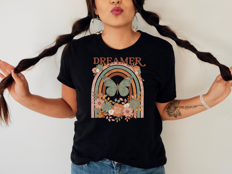 Boho Butterfly PNG, Dreamer PNG, Hippie Design for T-Shirts, Vintage Floral png, Boho png, Graphic Print for Shirts, Hippie Sublimation
