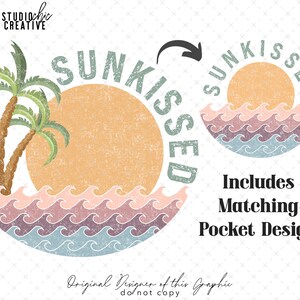 Sunkissed Sublimation Design, Retro Summer Sublimation Design, Beach Sublimation Design for T-Shirts, Beach Sun PNG, Sunkissed PNG