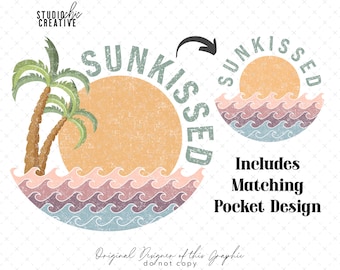 Sunkissed Sublimation Design, Retro Summer Sublimation Design, Beach Sublimation Design for T-Shirts, Beach Sun PNG, Sunkissed PNG