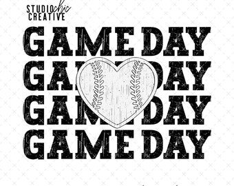 Grunge Baseball PNG, Heart Baseball PNG, Game Day Baseball PNG, Game Day Baseball Sublimation, Baseball png for Shirts