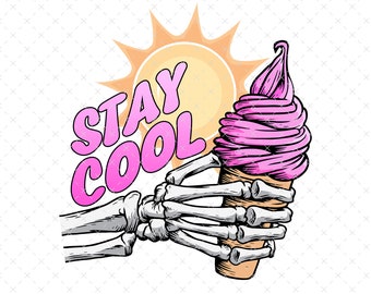 Ice Cream PNG, Pink Summer PNG, Stay Cool Summer PNG, Kids Summer Sublimation, Skeleton Sublimation , Pink Summer Sublimation
