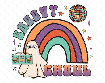 Groovy Ghoul PNG / Sublimación de fantasma de Halloween retro / Diseño de Halloween para chicas lindas