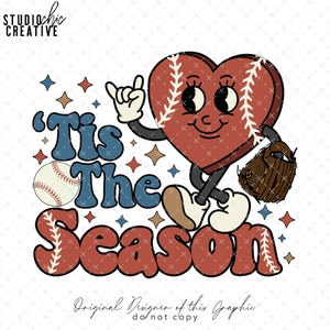 Retro Baseball PNG, Retro Baseball Sublimation, Vinatge Baseball png for Shirts, Tis The Season Baseball PNG