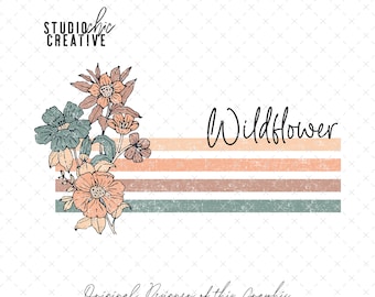 Wildflower PNG, Wildflower Shirt Design, Vintage Wildflower Sublimation, Vintage Wildflowers PNG, Boho PNG for T-Shirts